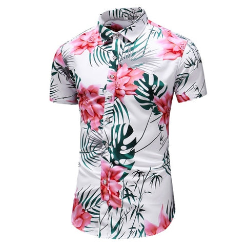 Chemise Slim Fit à Fleur Hawaïenne