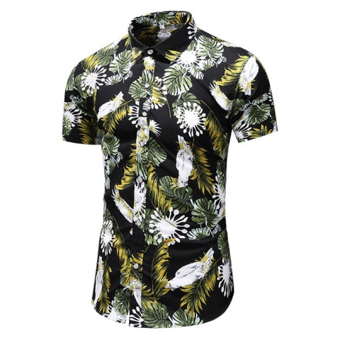 Chemise Slim Fit à Fleur Hawaïenne