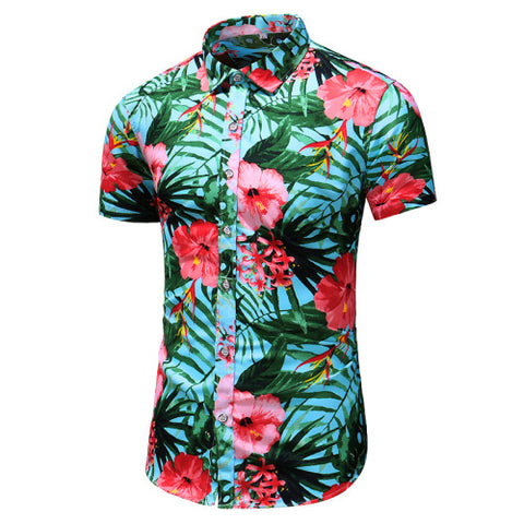 Chemise Slim Fit à Fleur Hawaïenne