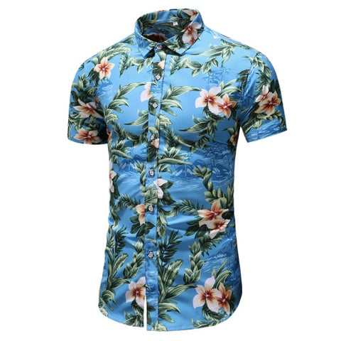 Chemise Slim Fit à Fleur Hawaïenne