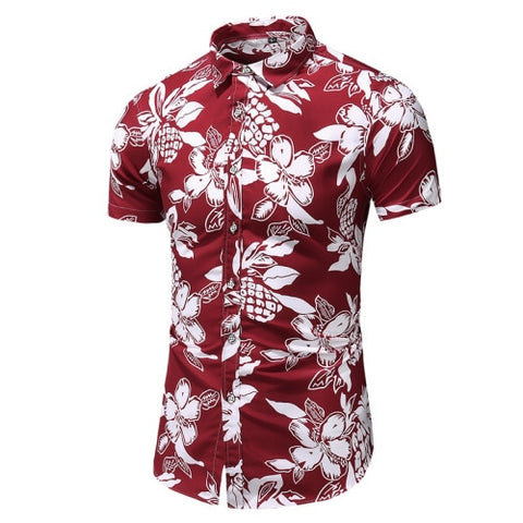 Chemise Slim Fit à Fleur Hawaïenne